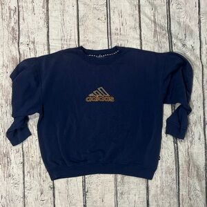 Adidas Performance Athletic Equipment Blue Stitched Vintage Pullover Sweatshirt